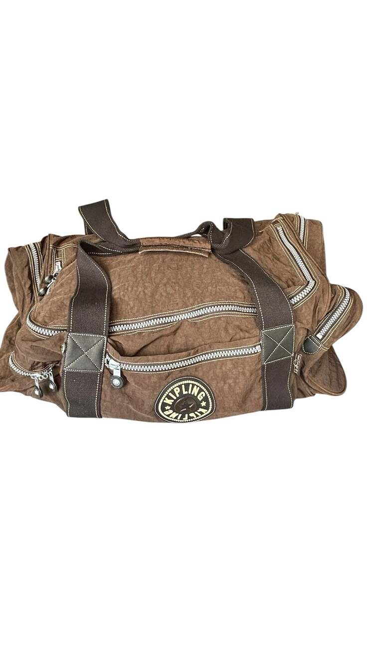 Kipling Brown Nylon Travel Large Tote Duffle Weekender Bag